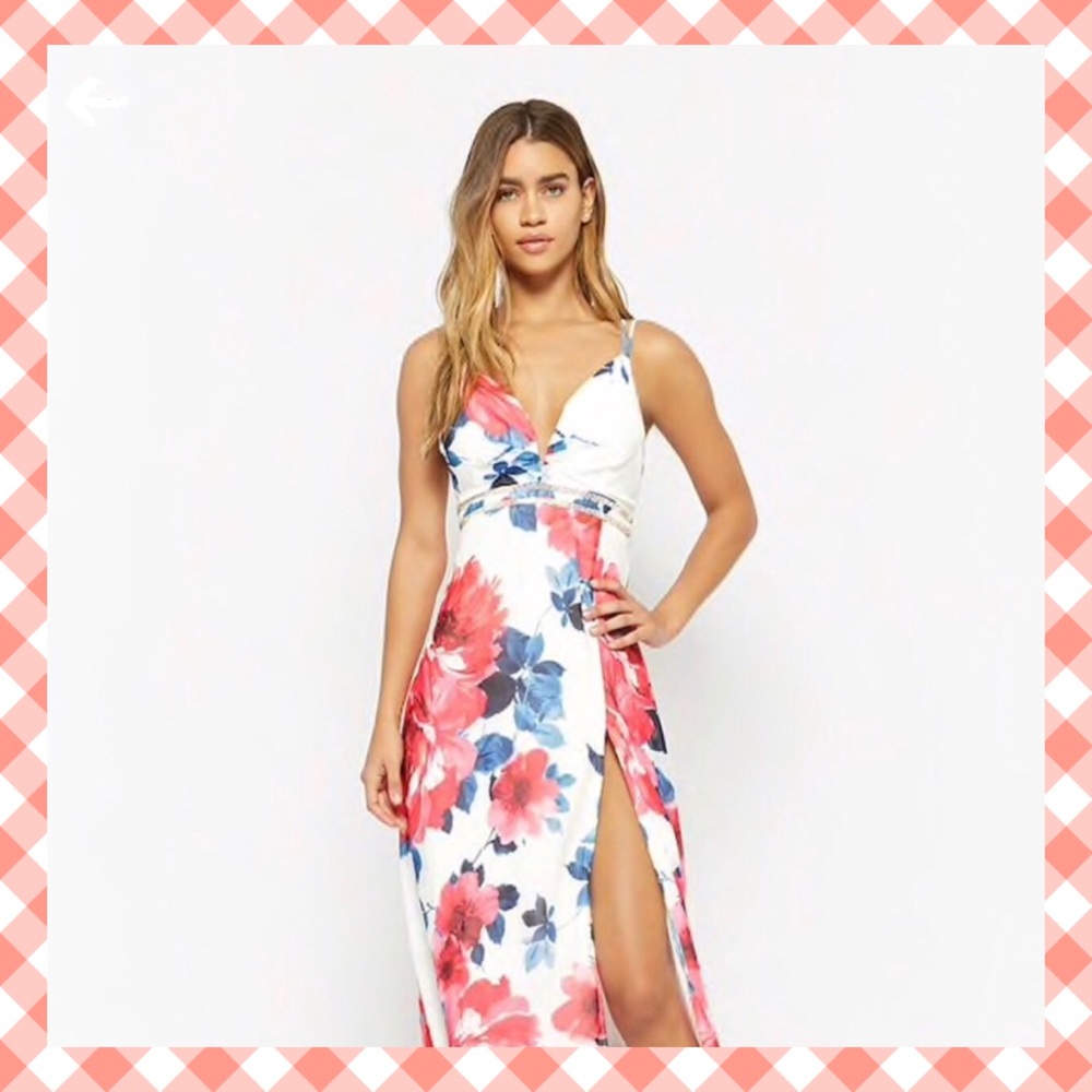 Forever 21 floral maxi dress with bling accent